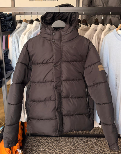 BOSS Water Repellent Hooded Puffer Jacket Men's Logo Patch