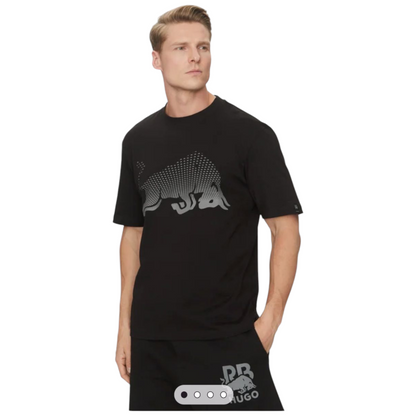 HUGO X RB COTTON-JERSEY T-SHIRT WITH DEGRADÉ BULL GRAPHIC