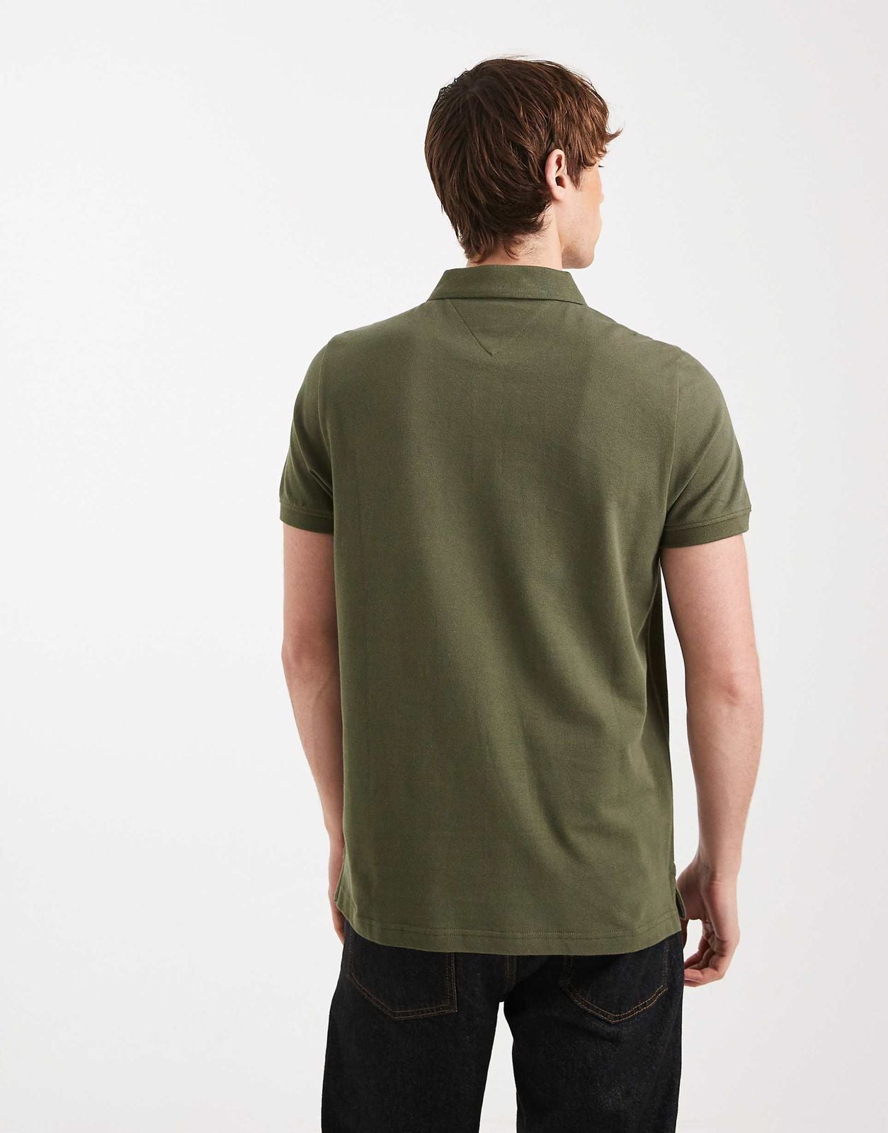 Tommy Jeans Mens Tommy Flag Slim Fit Pique Polo Shirt