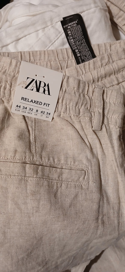 ZARA Regular fit pants made of linen fabric