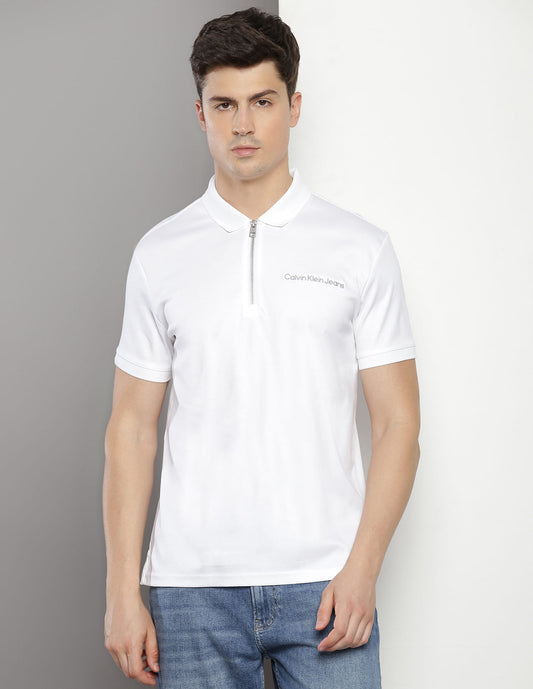 Calvin Klein White Cotton Regular
Fit Polo T-Shirt