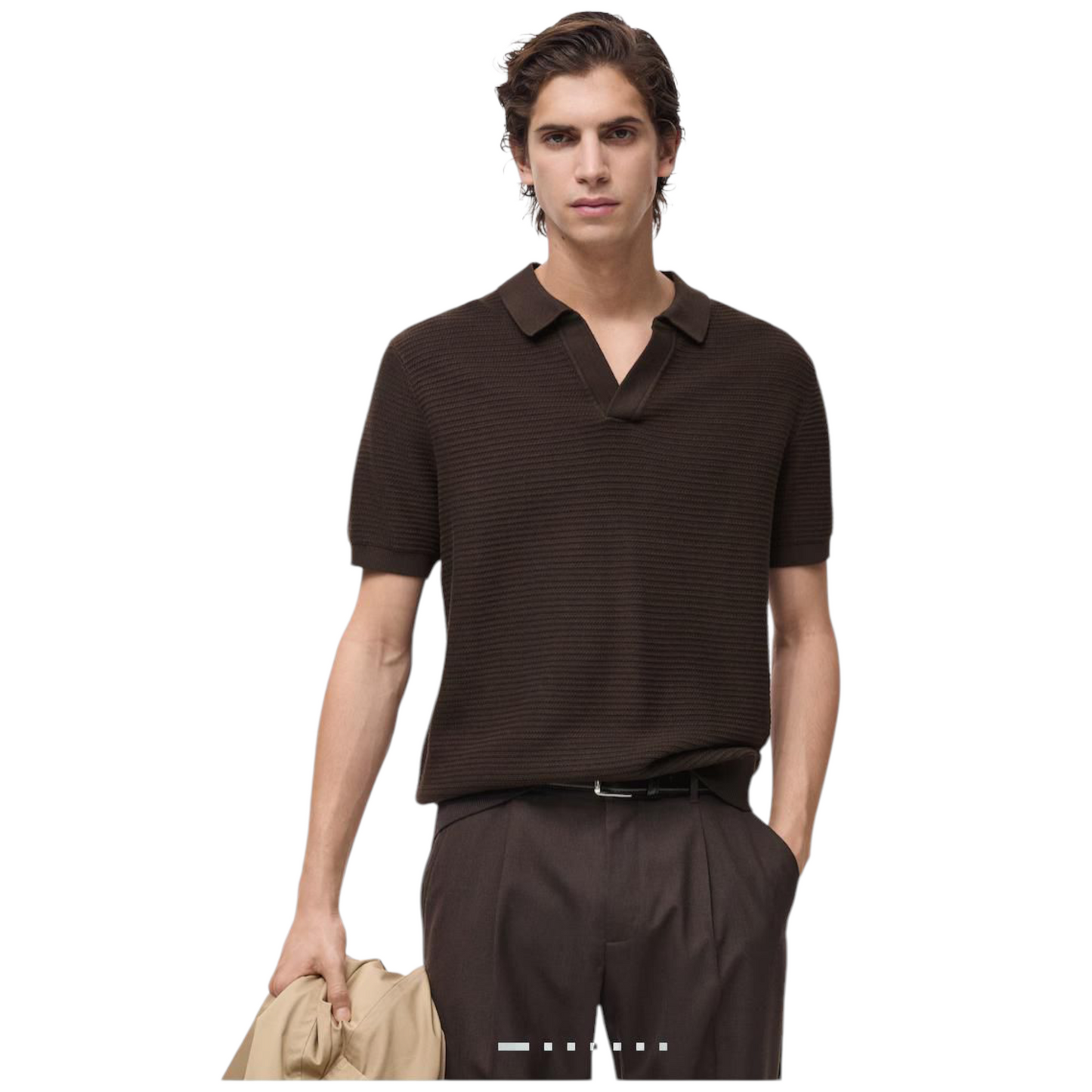 MANGO Structured fine-knit polo shirt