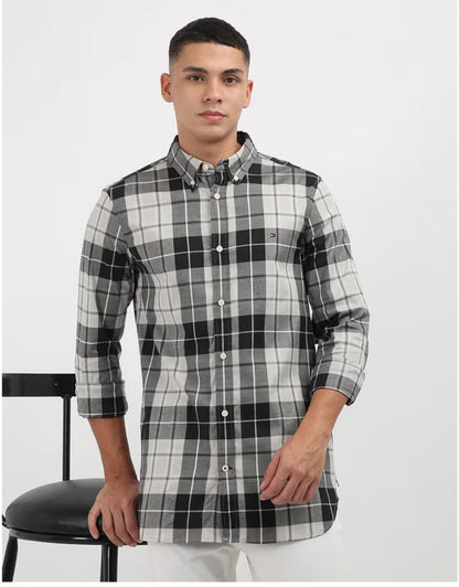 Tommy Hilfiger Mens Grey Checks Shirt