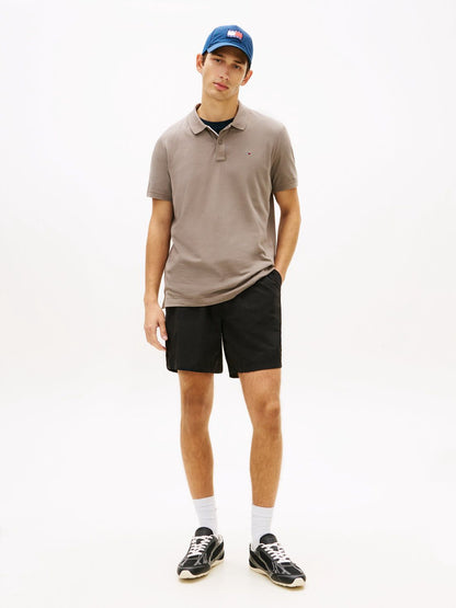 Tommy Jeans Mens Tommy Flag Slim Fit Pique Polo Shirt - Ivy Mink