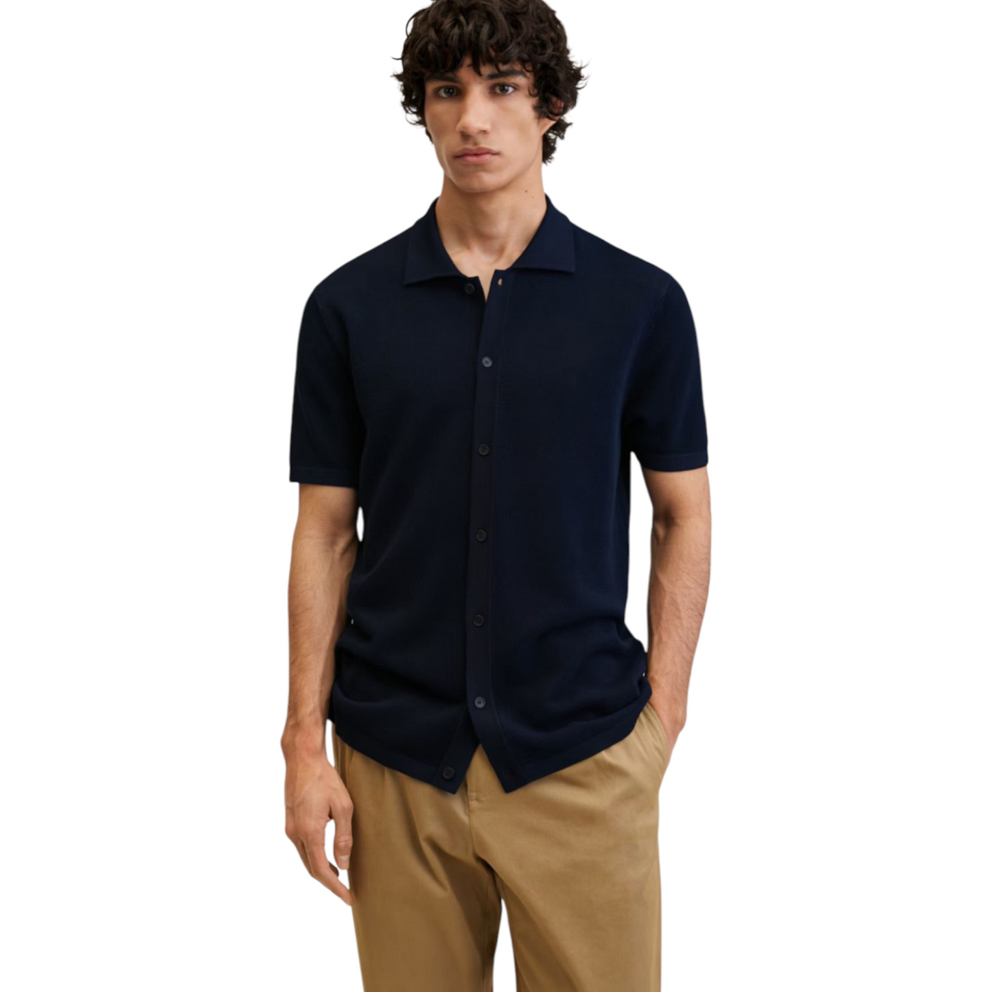 MANGO Structured knitted shirt