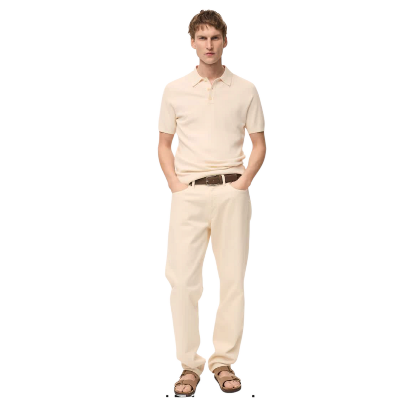 MANGO Structured fine-knit polo shirt
