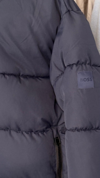 BOSS Water Repellent Hooded Puffer Jacket Men's Logo Patch