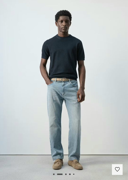 MANGO Knit cotton T-shirt