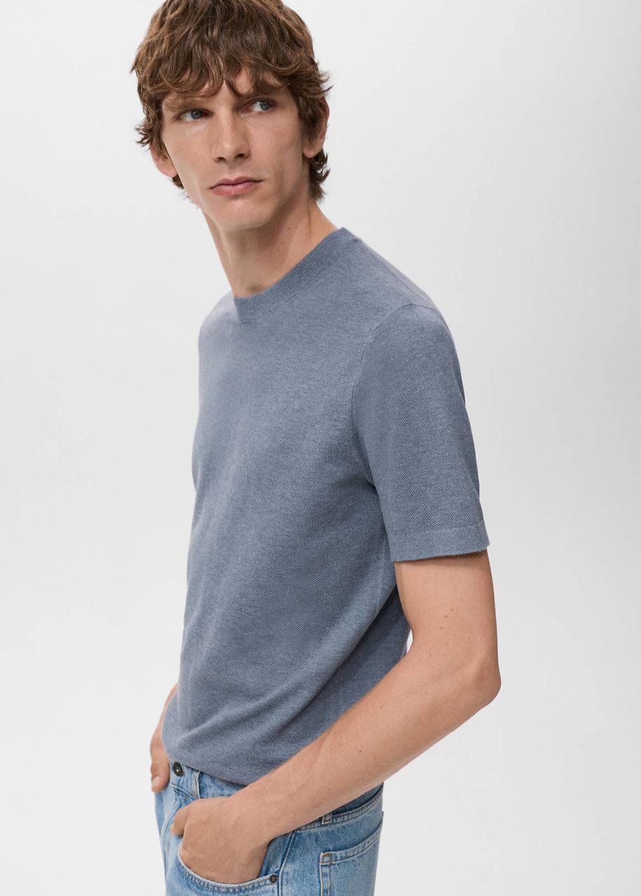 MANGO Knit cotton T-shirt